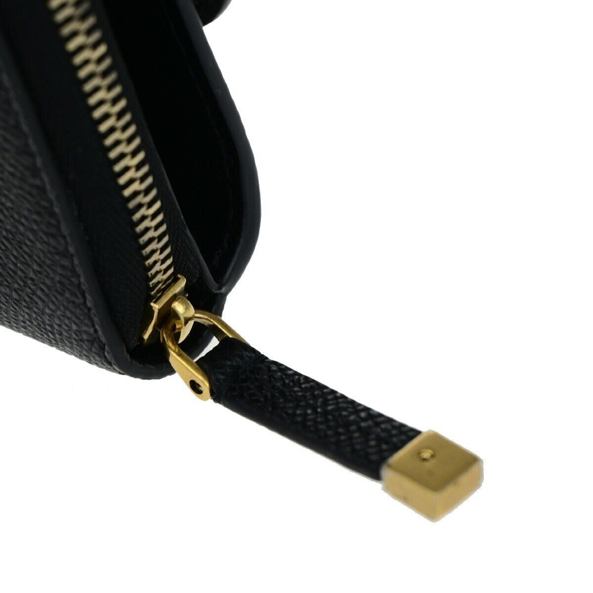 CHRISTIAN DIOR Logo Saddle Trifold Wallet Purse Leather Black GHW Italy 11RK018
