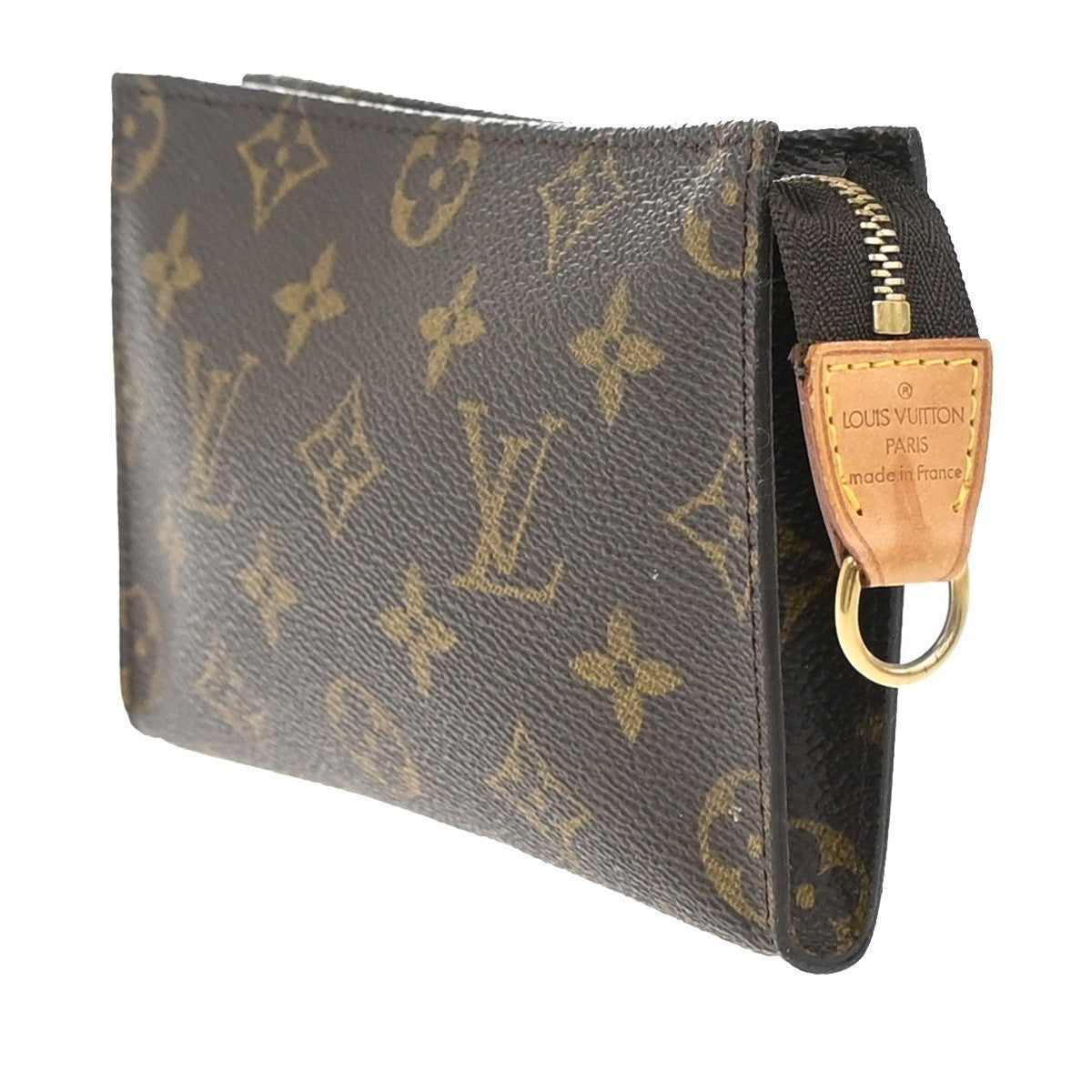 LOUIS VUITTON Logo BUCKET PM Pouch Bag Monogram Leather Brown France 60KP232