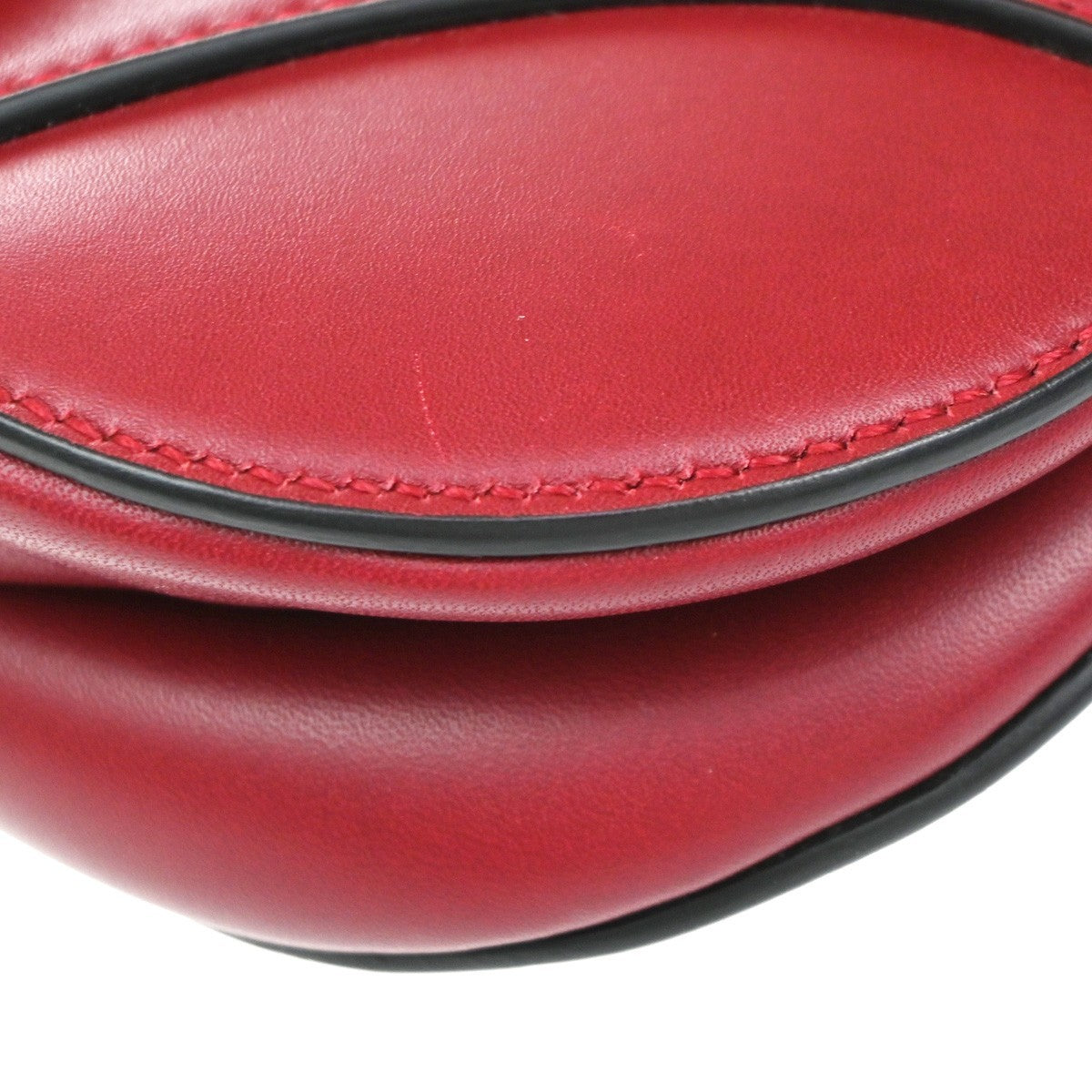 CHRISTIAN DIOR Mini Saddle Hand Bag Leather Red GHW 652RP172