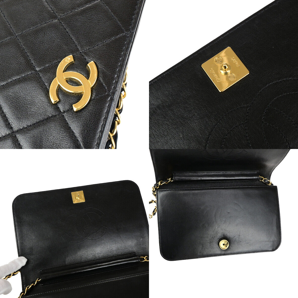 CHANEL CC Matelasse 23 Full Flap Chain Shoulder Bag Black GHW Vintage 645RK760
