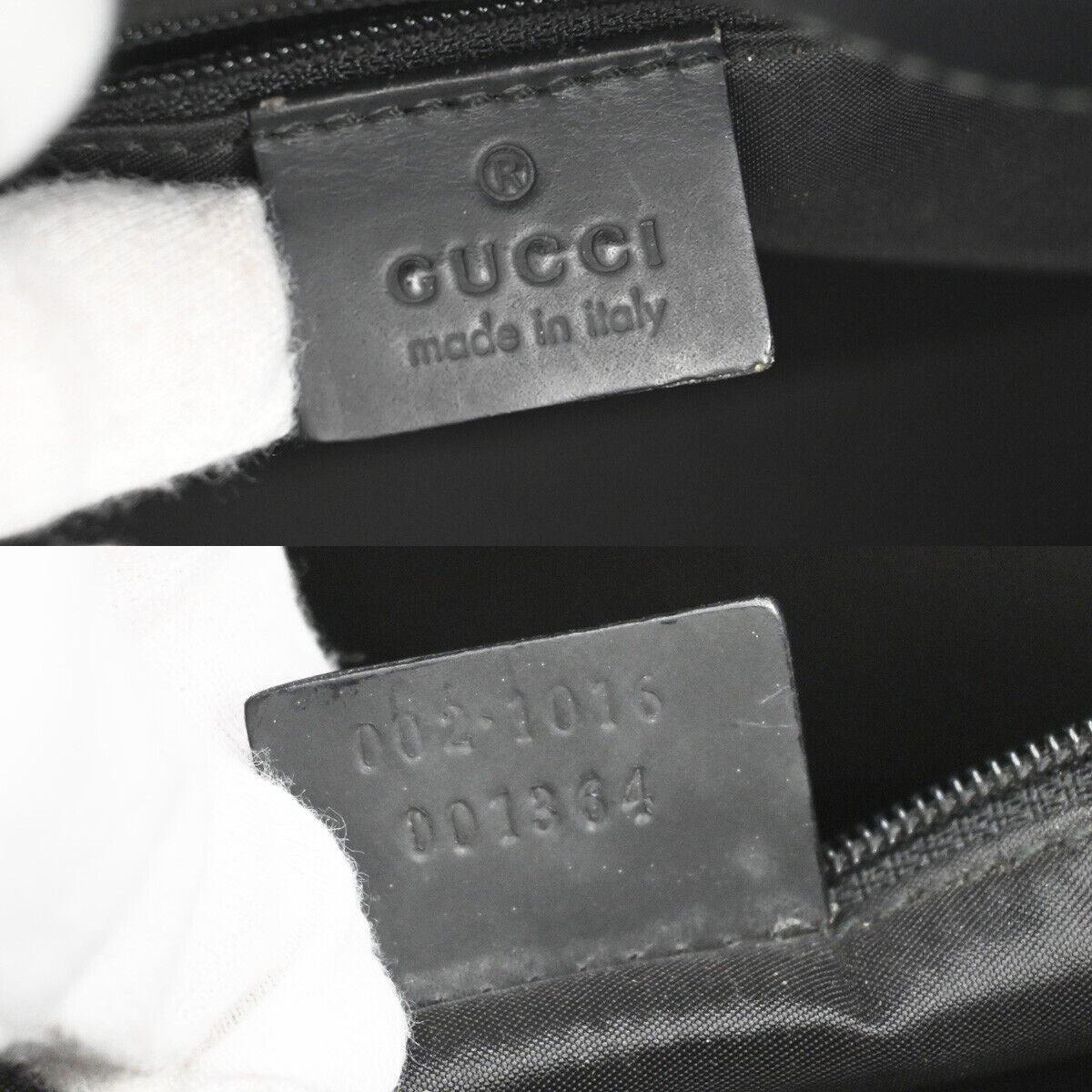 GUCCI Logo Bamboo Hand Bag Leather Black Silver-Plated Made In Italy 67EA504