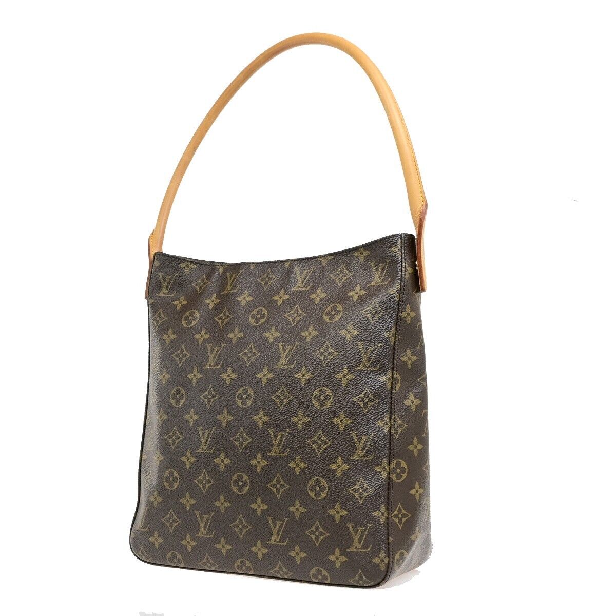 LOUIS VUITTON Logo Looping GM Shoulder Bag Monogram Leather Brown M51145 14EE098