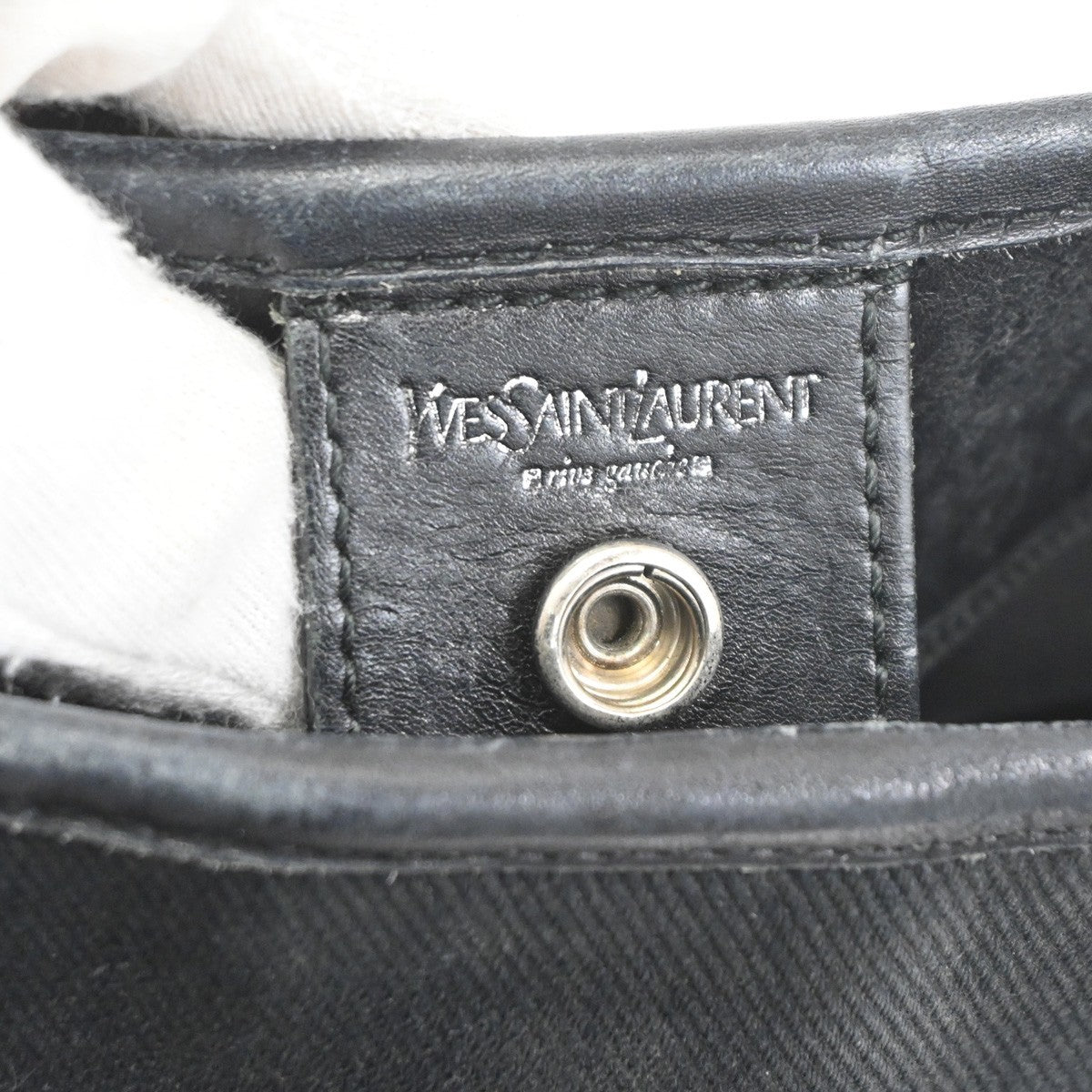 YVES SAINT LAURENT Crossbody Shoulder Bag Canvas Leather Black SHW 04TA445
