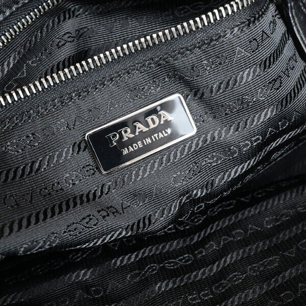 PRADA Logo Tessuto Gaufre 2Way Shoulder Bag Nylon Leather BK SHW 12RK714