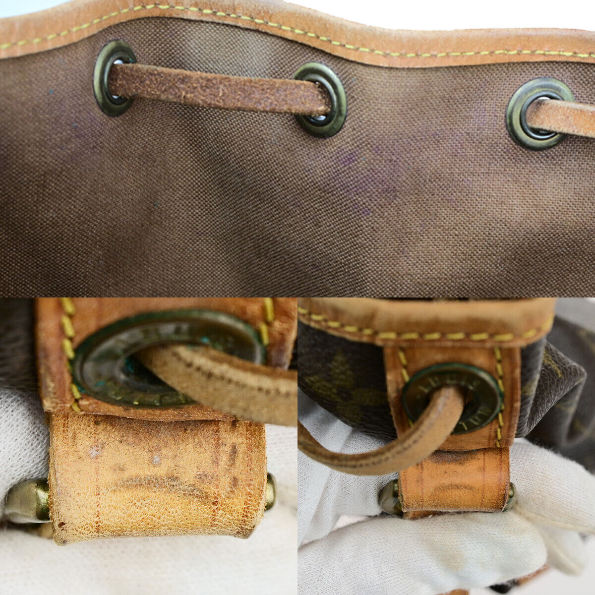 LOUIS VUITTON Petit Noe Drawstring Shoulder Bag Monogram Leather M42226 80SJ020