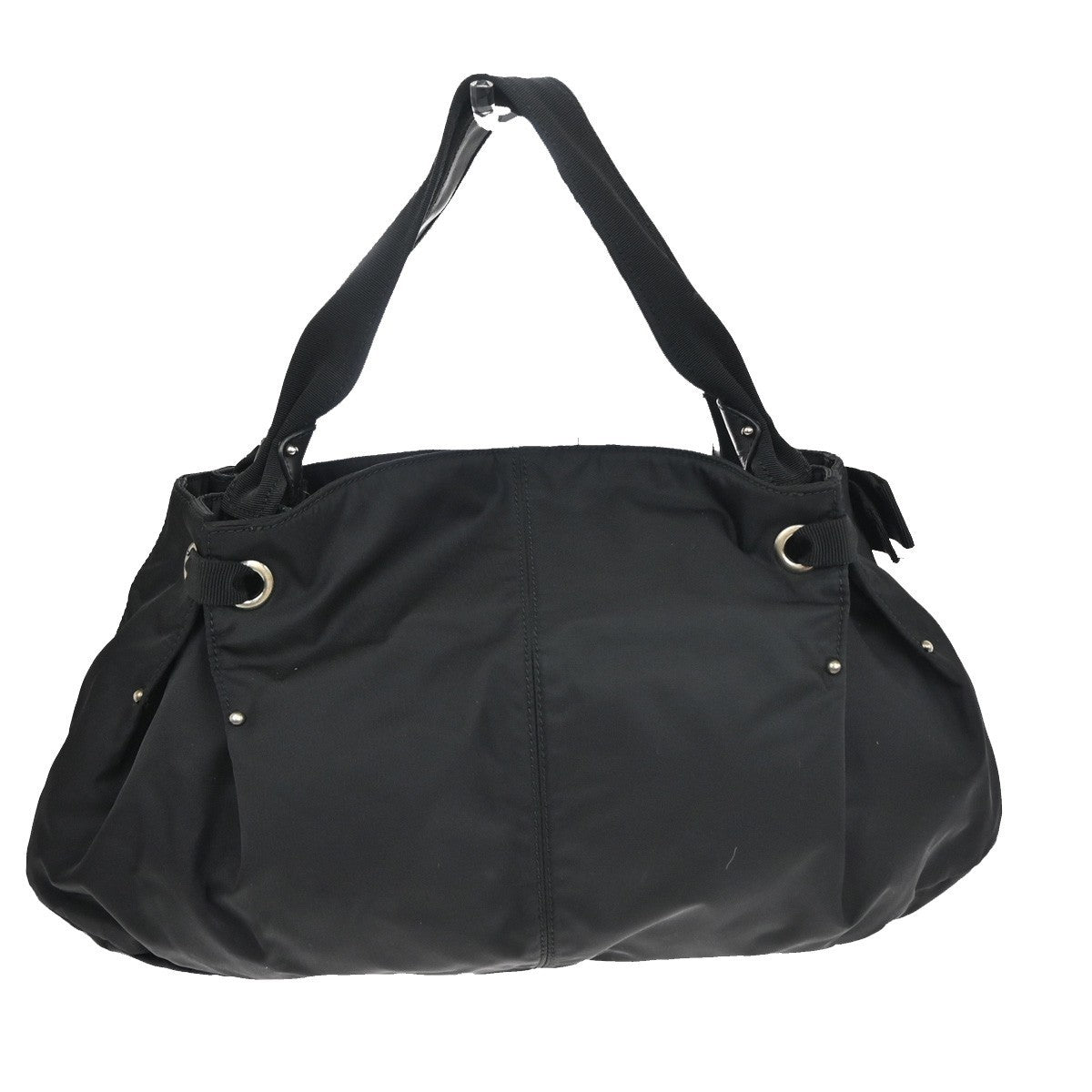 SALVATORE FERRAGAMO Vara Shoulder Hand Bag Nylon Leather Black 68FB974