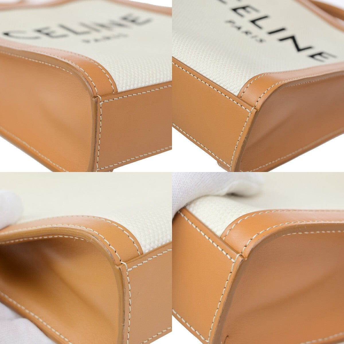 CELINE Logo Vertical Cabas 2Way Mini Hand Tote Bag Canvas Leather Brown 667RK640