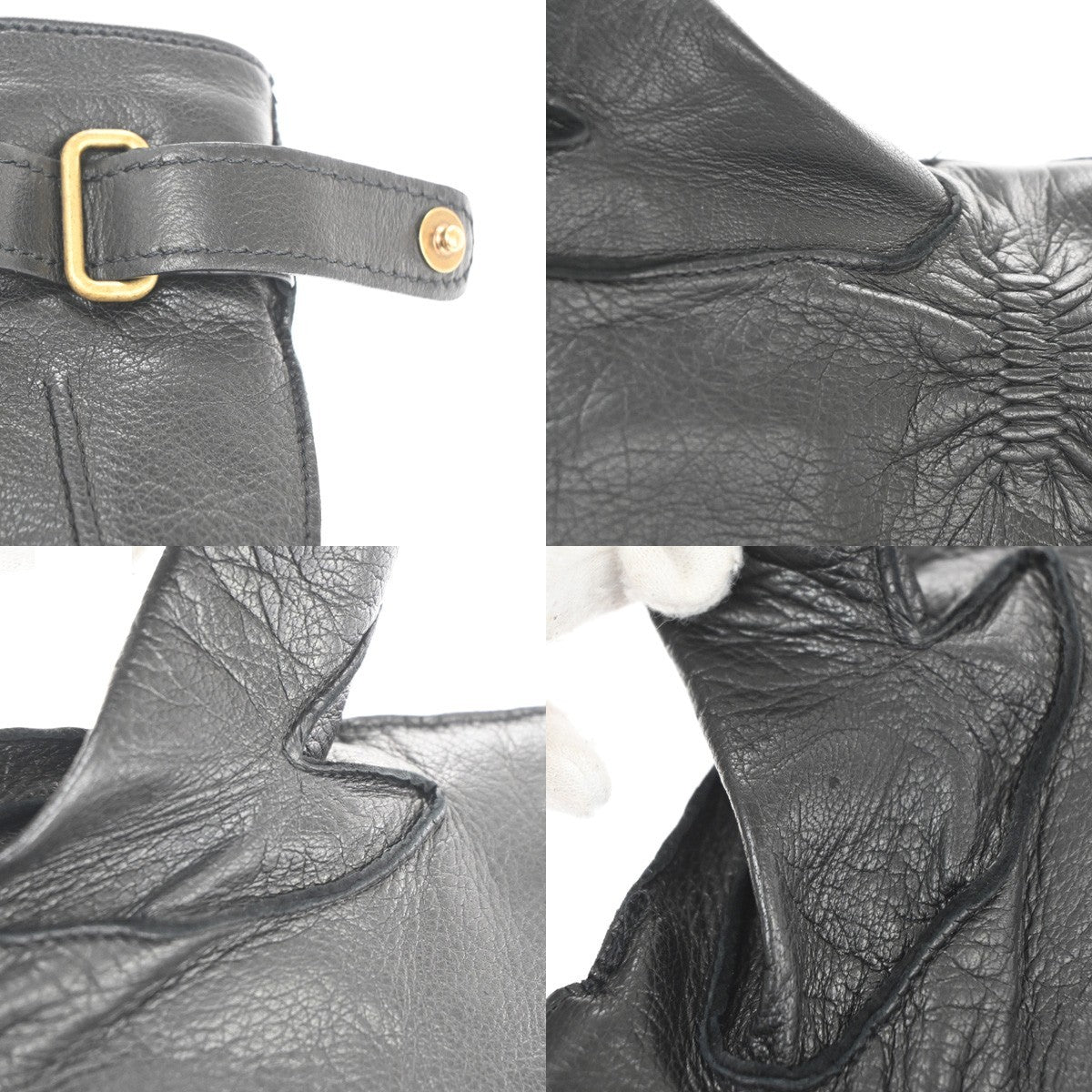 GUCCI Logo Tiger Head Gloves Size 8/S Lambskin Leather Black GHW Italy 04YJ103