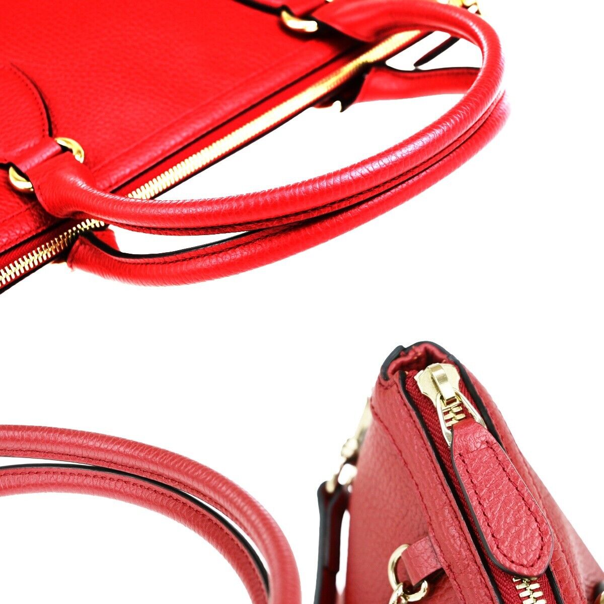 GUCCI GG Interlocking Charm 2Way Shoulder Hand Bag Leather Red GHW 97EC972