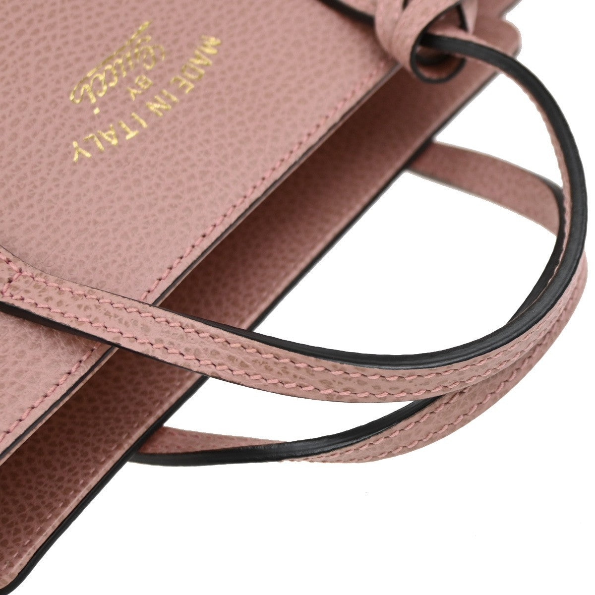 GUCCI Logo Swing Hand Bag Leather Pink Made In Italy 79KP326
