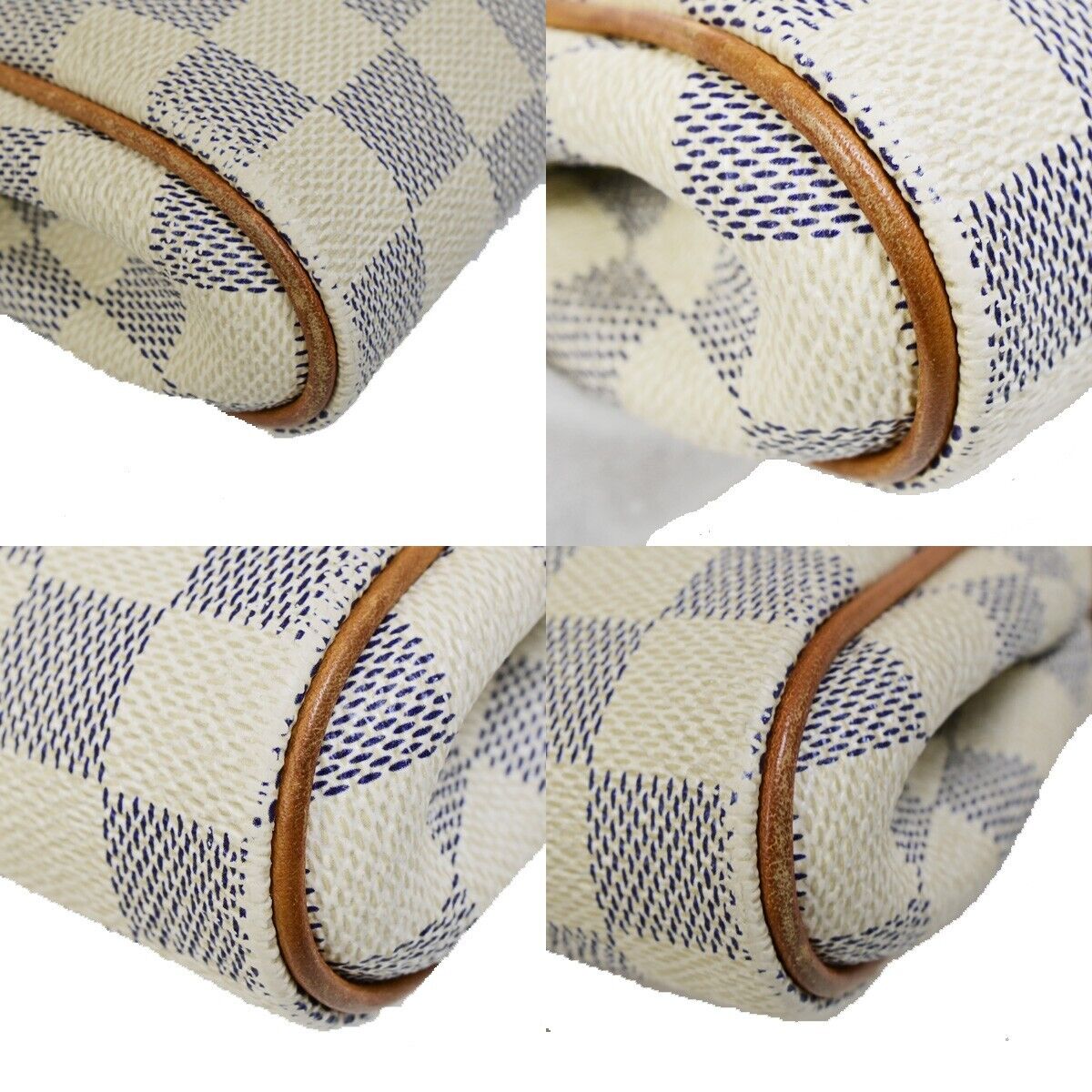 LOUIS VUITTON Eva Chain Shoulder Bag Damier Azur Leather White N55214 27FA678
