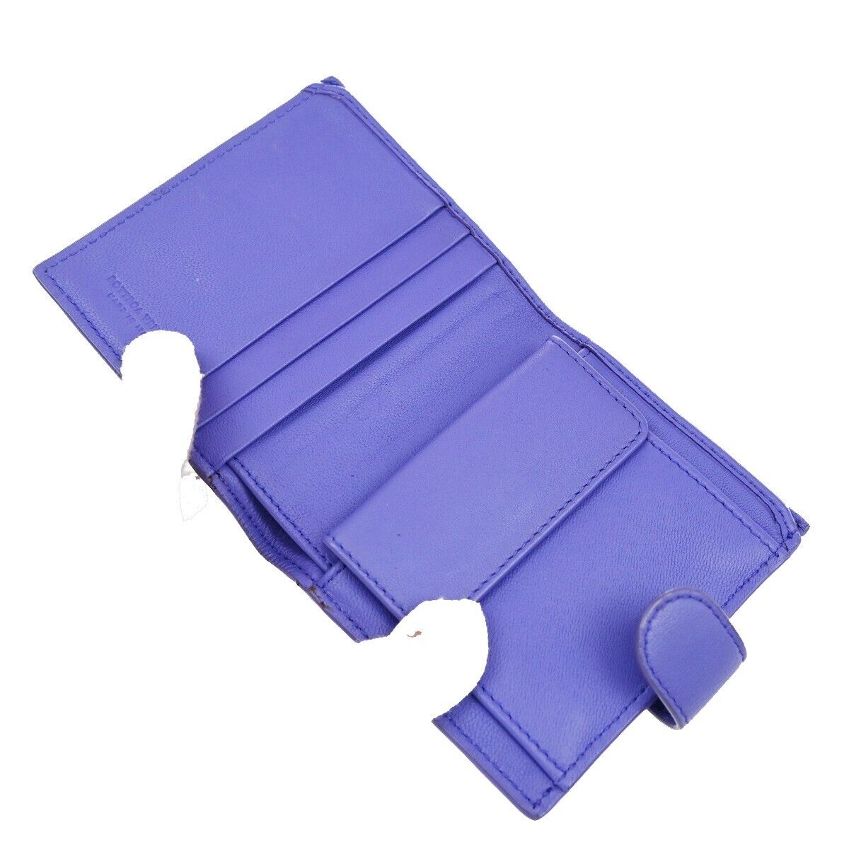 BOTTEGA VENETA Logo Intrecciato Bifold Compact Wallet Leather Purple 62EE110