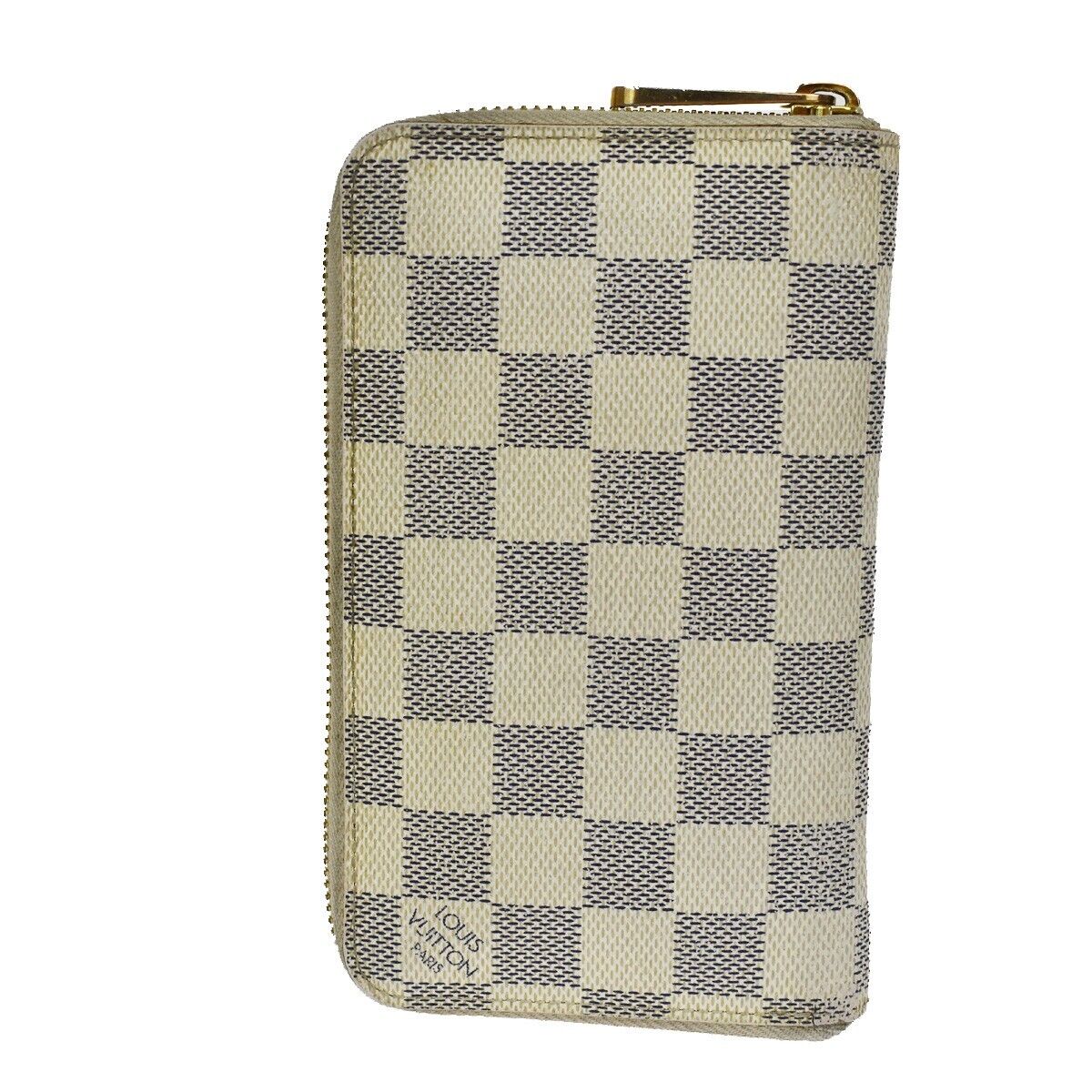 LOUIS VUITTON Zippy Compact Wallet Damier Azur Leather White N60029 69GA843