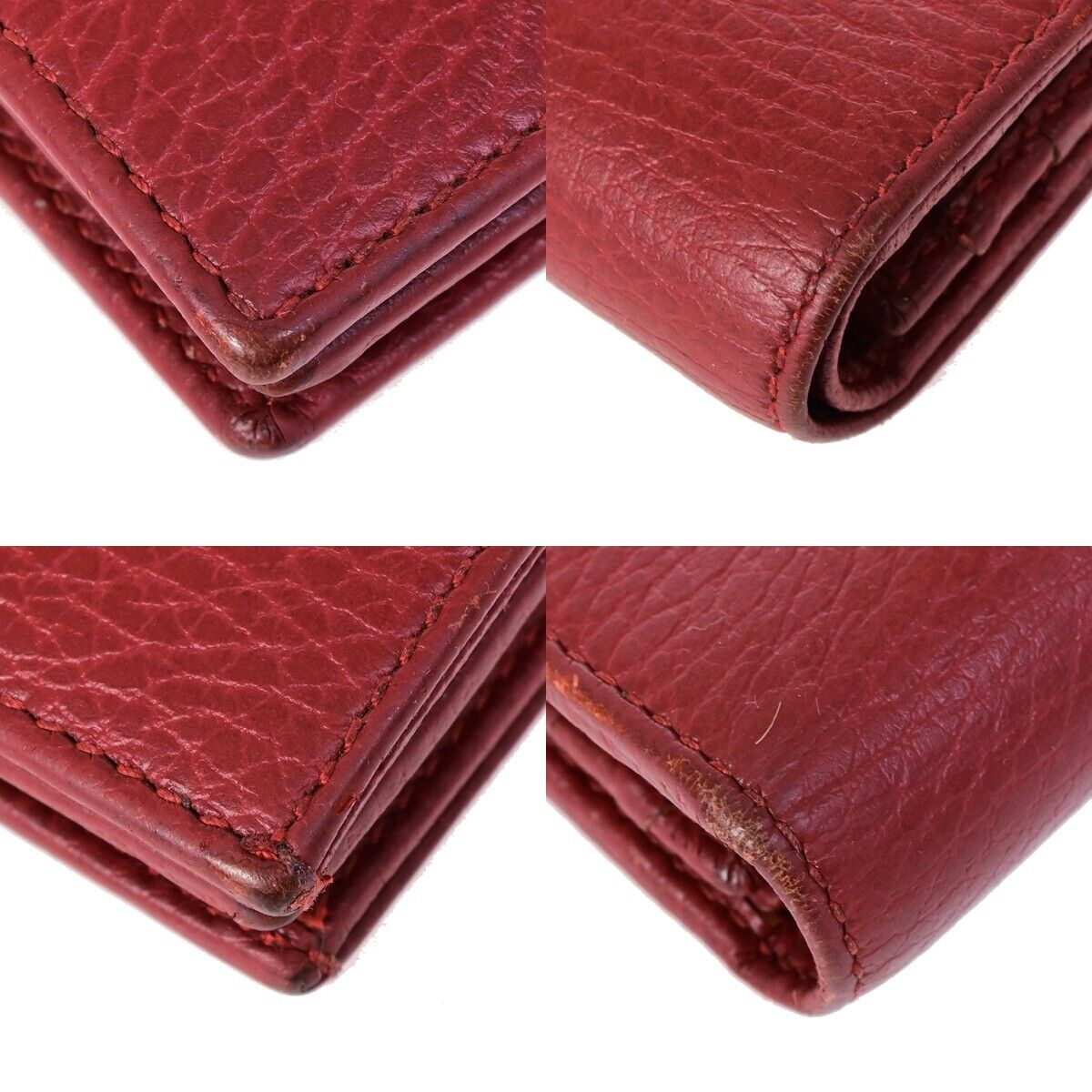 GUCCI Marmot GG Logos Bifold Wallet Purse Leather Red GHW Made In Italy 61HC101
