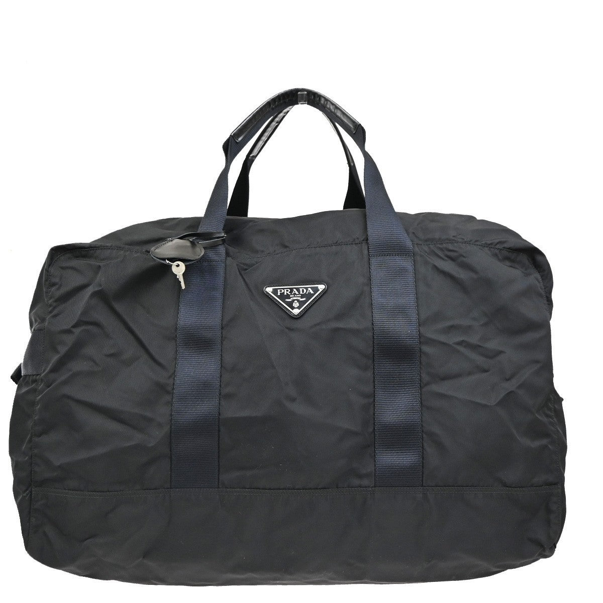 PRADA Logo Tessuto Travel Shoulder Hand Bag Nylon Leather Black 87KP344