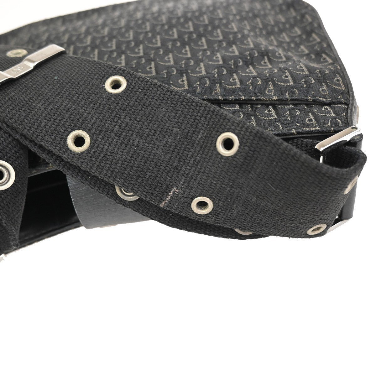 CHRISTIAN DIOR Trotter Street Chic Shoulder Bag Canvas Leather BK SHW 73CA909