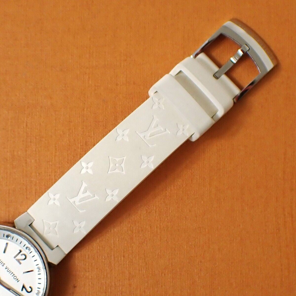 LOUIS VUITTON Tambour Moonstar Quartz Watch Rubber Band White Q8J10 680RH773