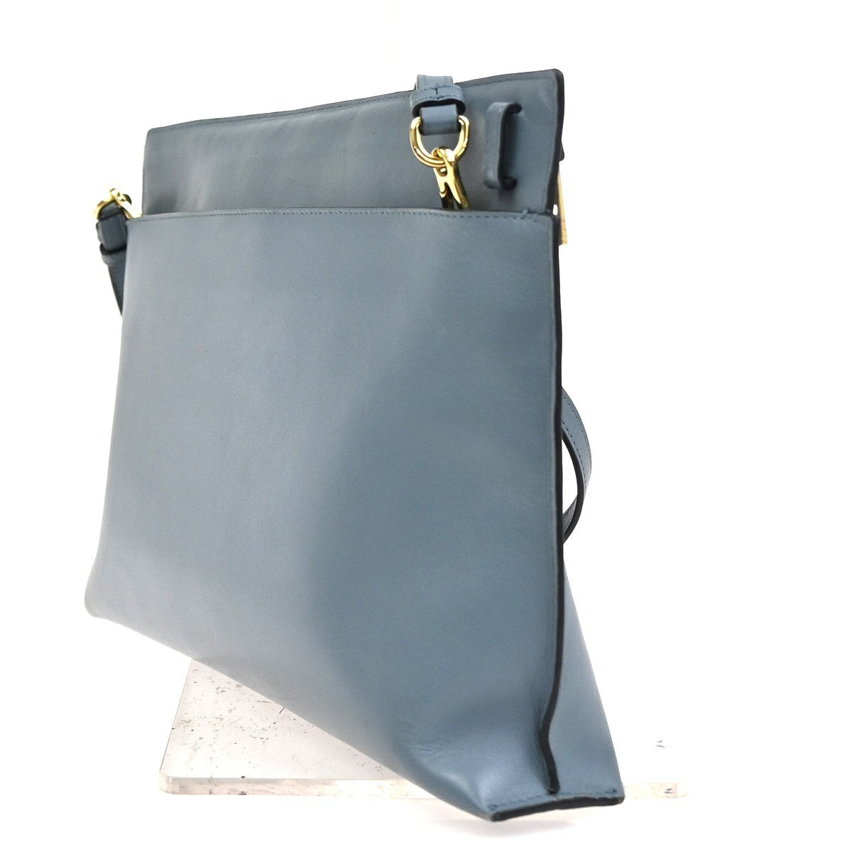 LOEWE Logo T Pouch Anagram Crossbody Shoulder Bag Leather Blue Spain GHW 35TA620