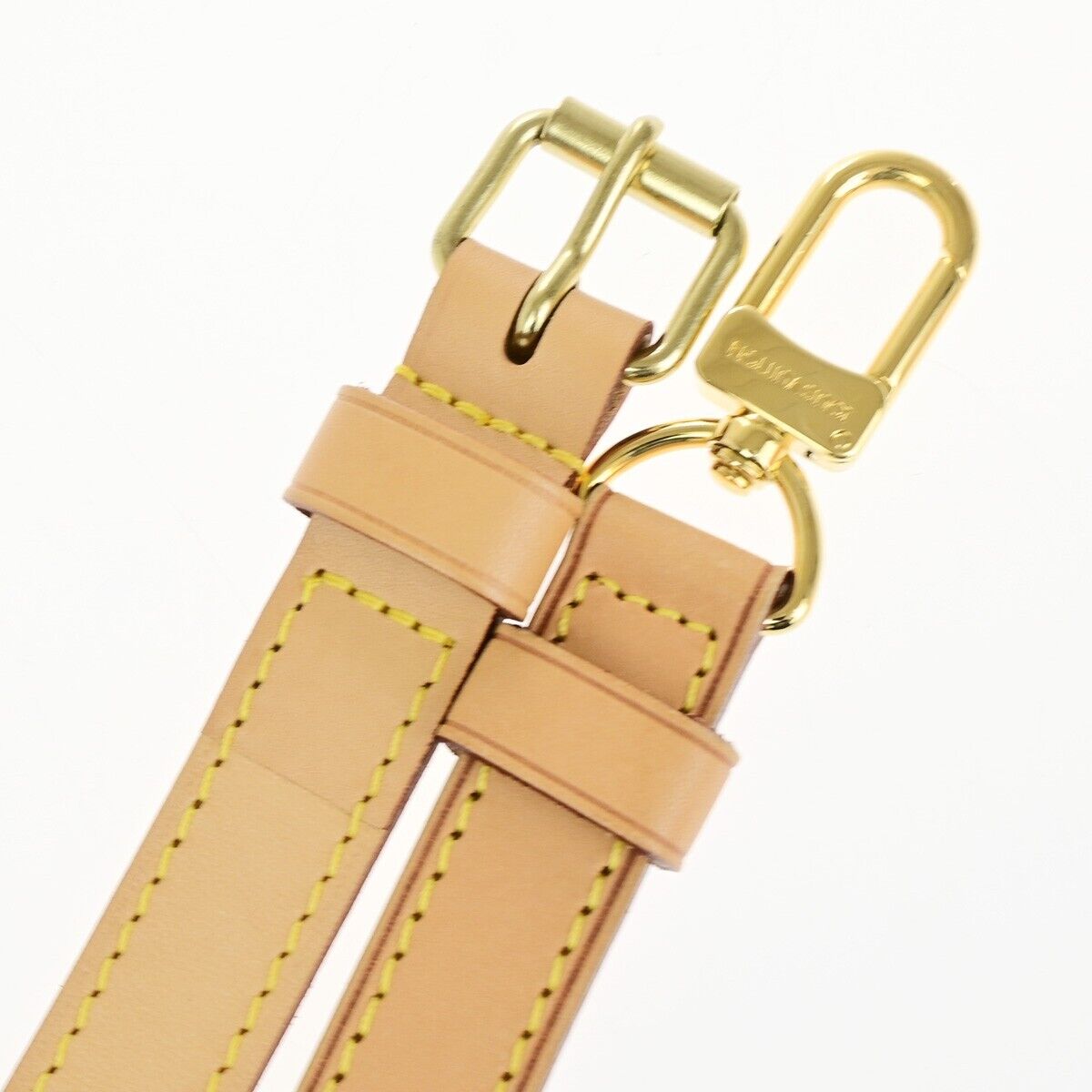 LOUIS VUITTON Logo Shoulder Strap Leather Brown Gold Bag Accessory 68YF257