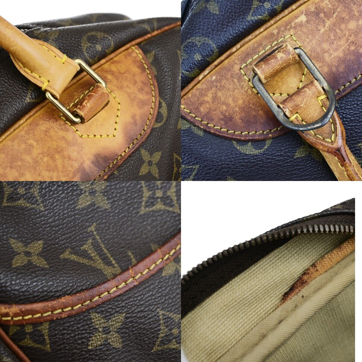 LOUIS VUITTON LV Logo Deauville Hand Bag Monogram Leather Brown M47270 61EC992