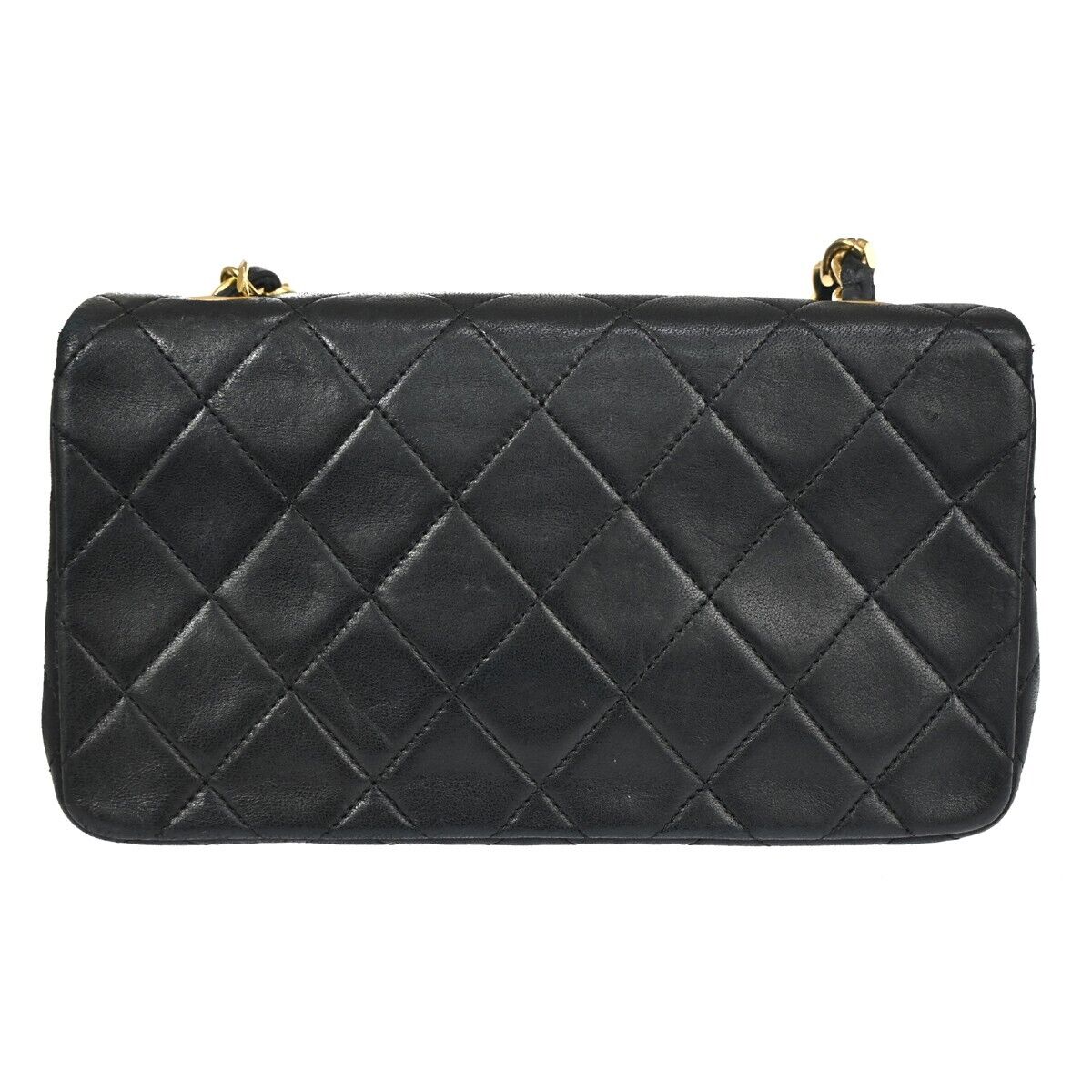 CHANEL CC Mini Matelasse Full Flap Chain Shoulder Bag Leather Black GHW 804RH915