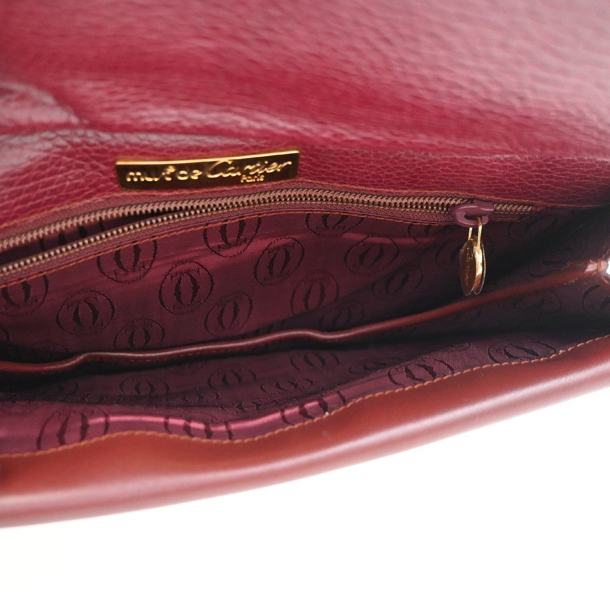 MUST DE CARTIER 2C Logo Shoulder Bag Leather Red GHW Spain 38CA704
