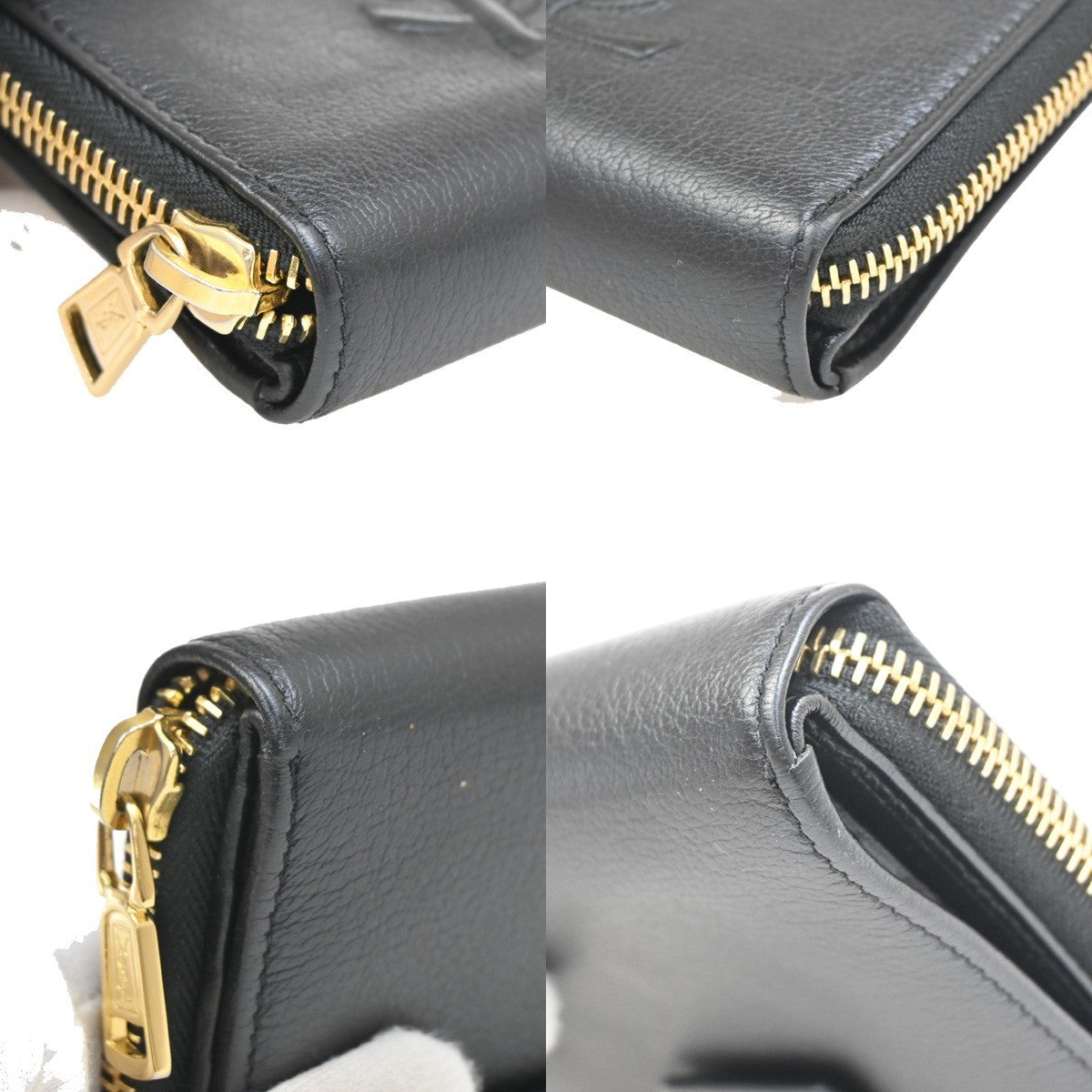 YVES SAINT LAURENT YSL Zipper Around Compact Wallet Purse Leather Black 31KA656