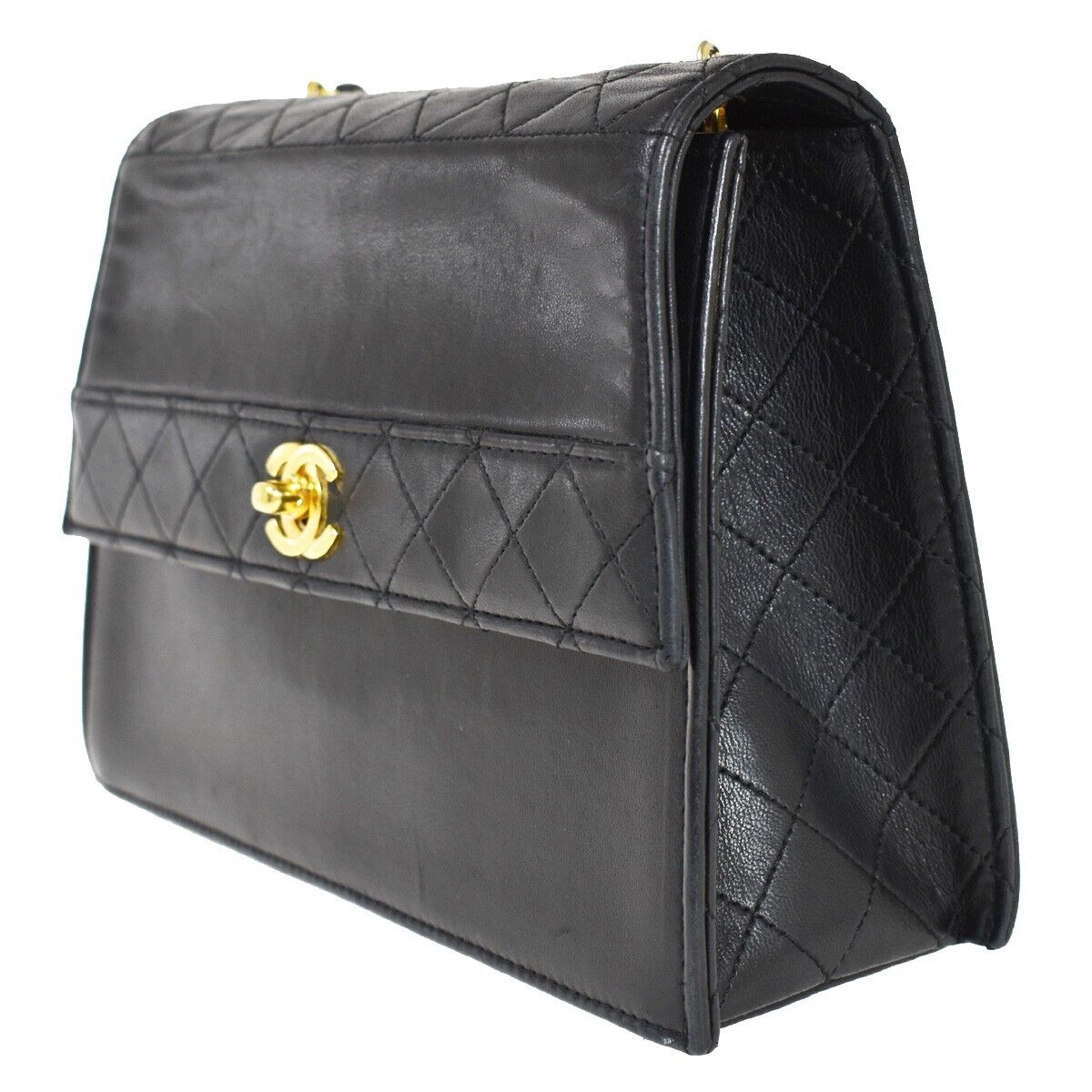 CHANEL CC Matelasse Chain Shoulder Bag Pouch Leather Black GHW Vintage 382RH612