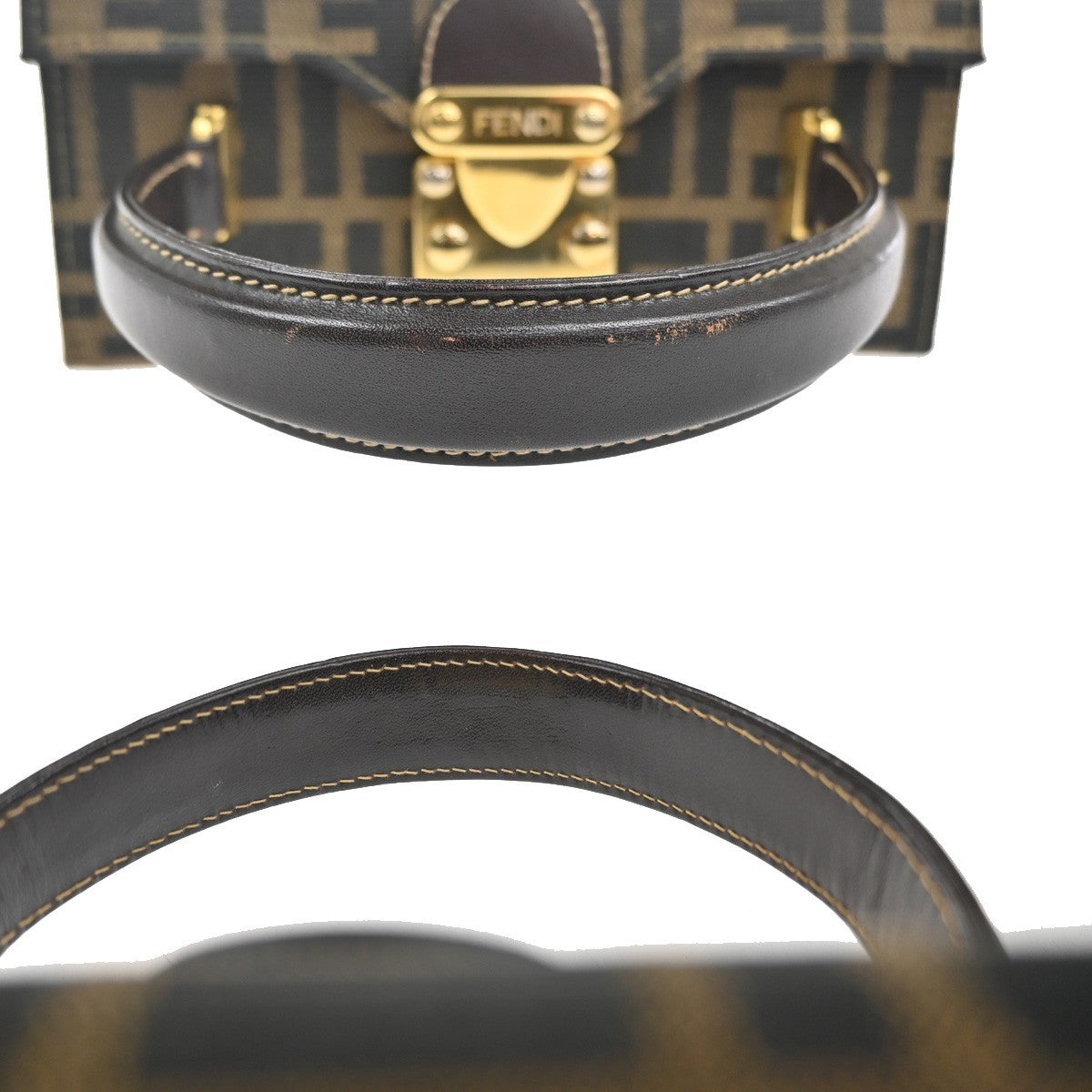 FENDI Zucca Pattern Shoulder Hand Vanity Bag Canvas Leather Italy 11MA316