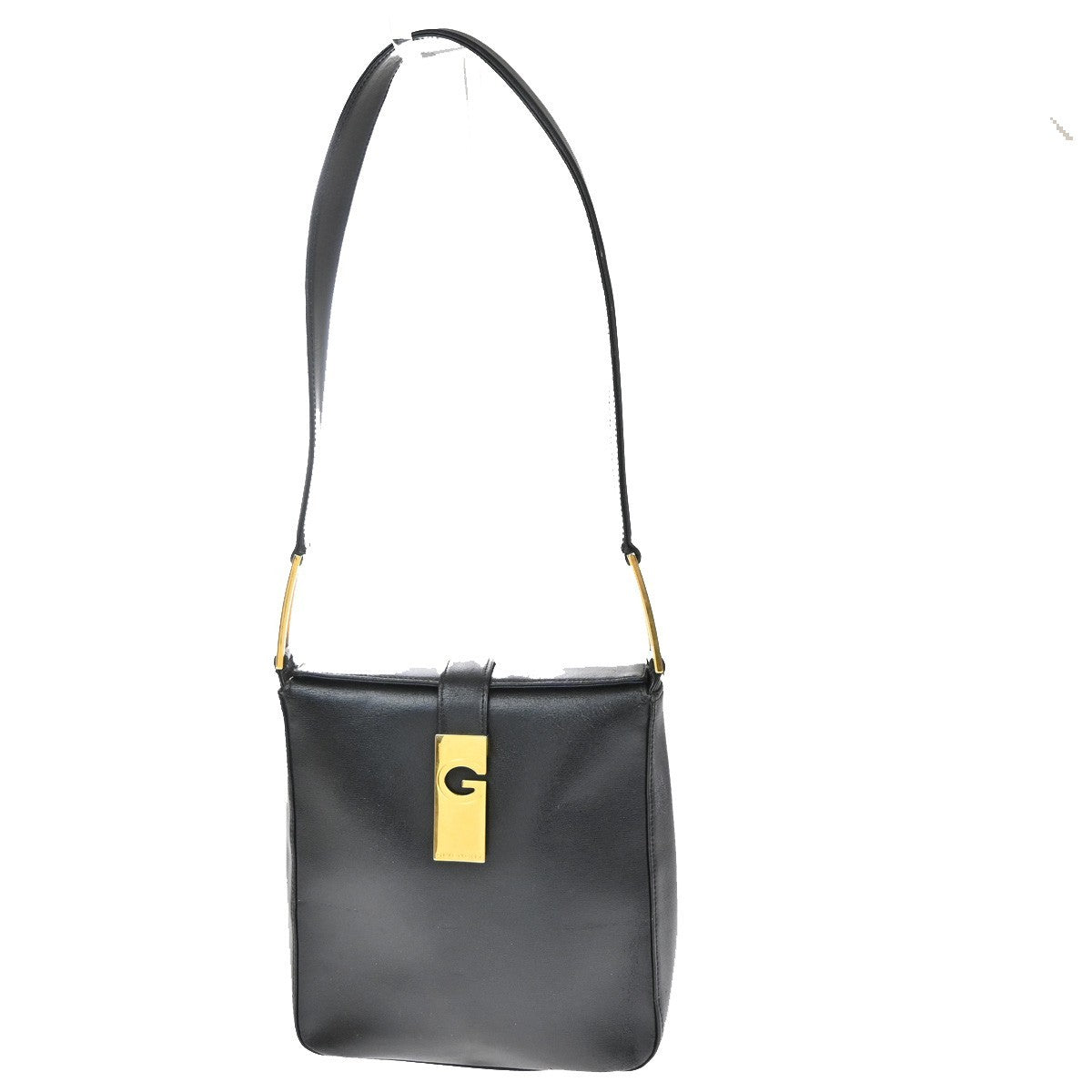 GIVENCHY Logo Shoulder Hand Bag Leather Black GHW Italy 07CA934