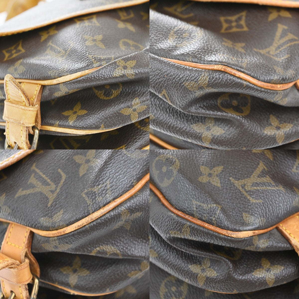 LOUIS VUITTON Logo Saumur 30 Shoulder Bag Monogram Leather Brown M42256 87EG368