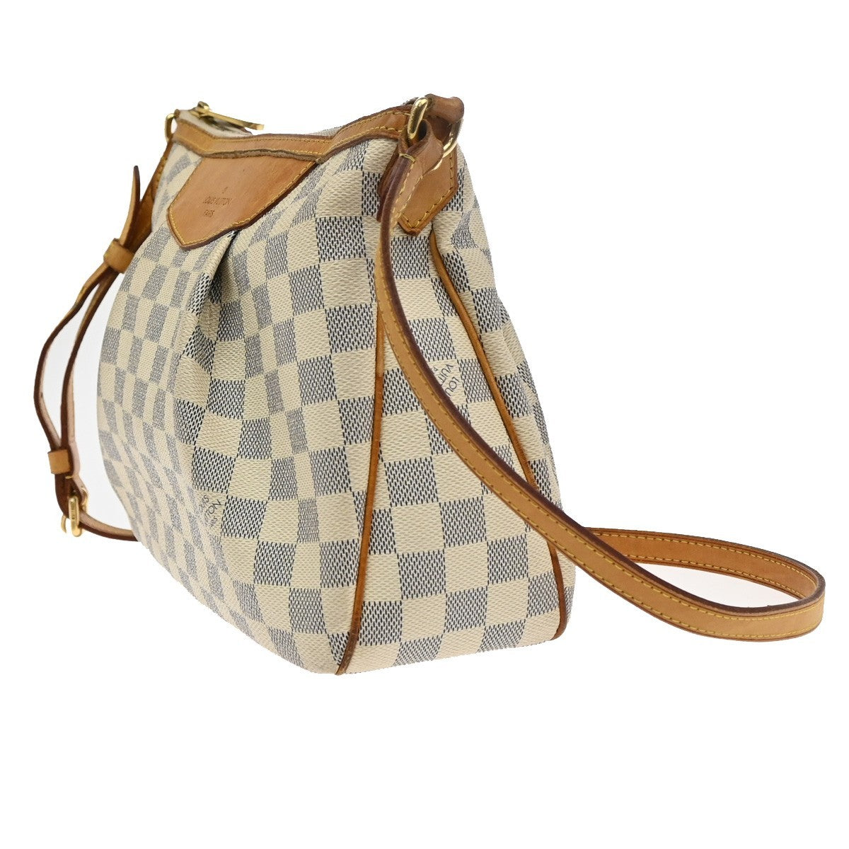 LOUIS VUITTON Siracusa PM Shoulder Bag Damier Azur Leather White N41113 15KB697