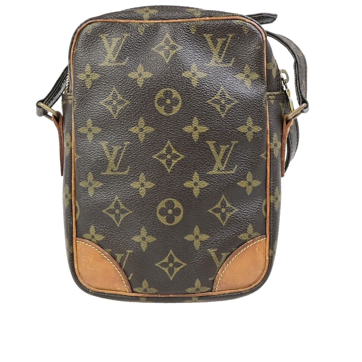 LOUIS VUITTON Danube Shoulder Bag Monogram Leather Brown France M45266 65ED045