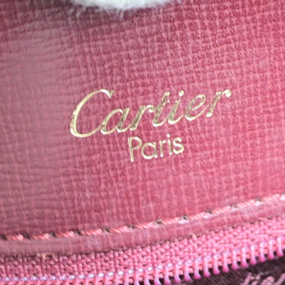 MUST DE CARTIER 2C Logo Back Pack  Leather Bordeaux Gold Made in France 35EA250