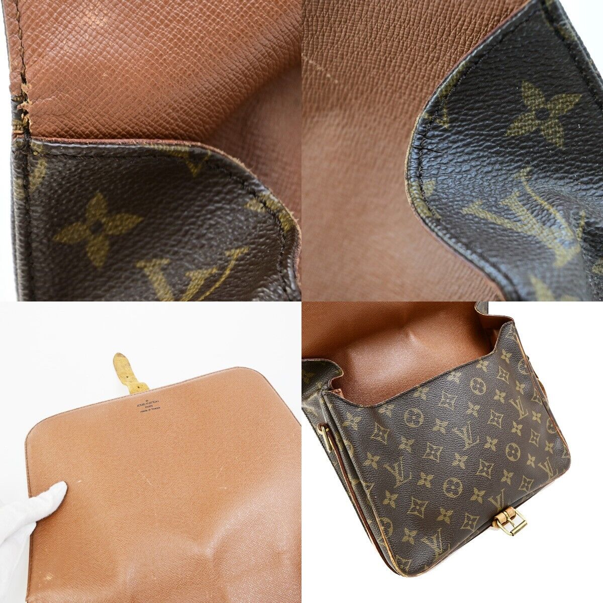 LOUIS VUITTON Cartouchiere GM Shoulder Bag Monogram Leather Brown M51252 67EC980