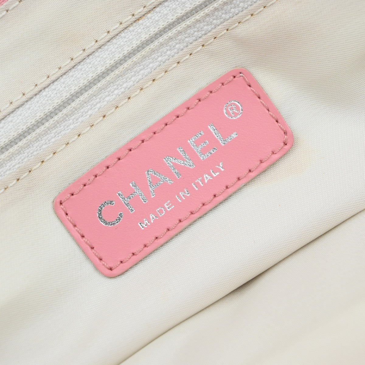 CHANEL CC Logo New Travel Line Shoulder Bag Nylon Leather Pink Italy 87EG406