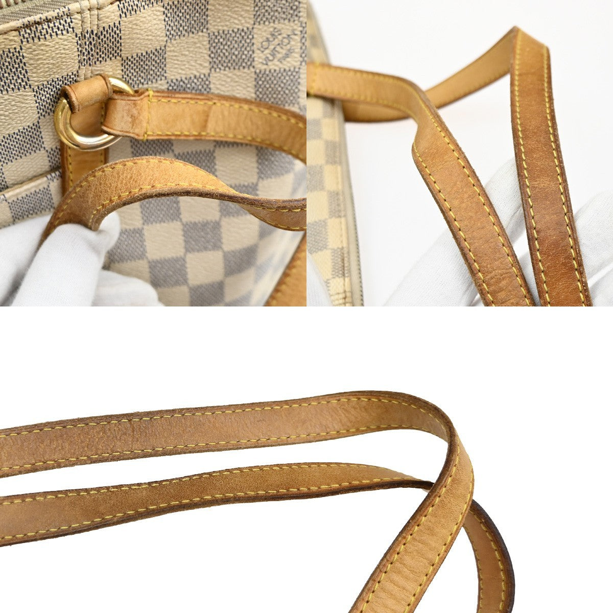 LOUIS VUITTON Totally MM Shoulder Bag Damier Azur Leather White N51262 86PA028