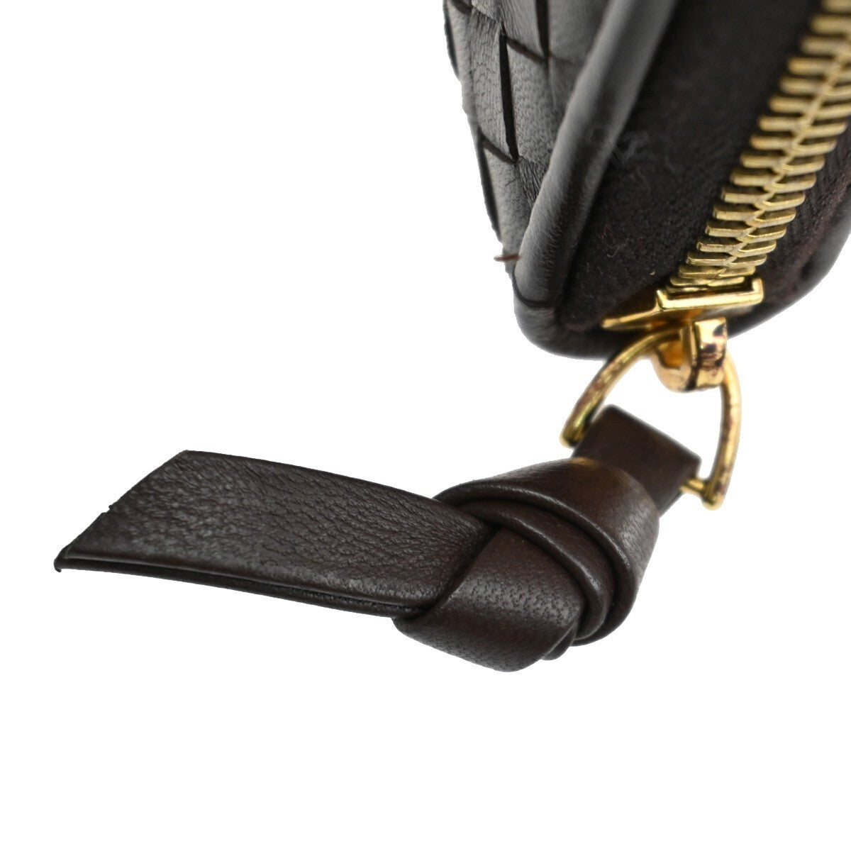 BOTTEGA VENETA Logo Intrecciato Long Zipper Around Wallet Leather Brown 65EE345