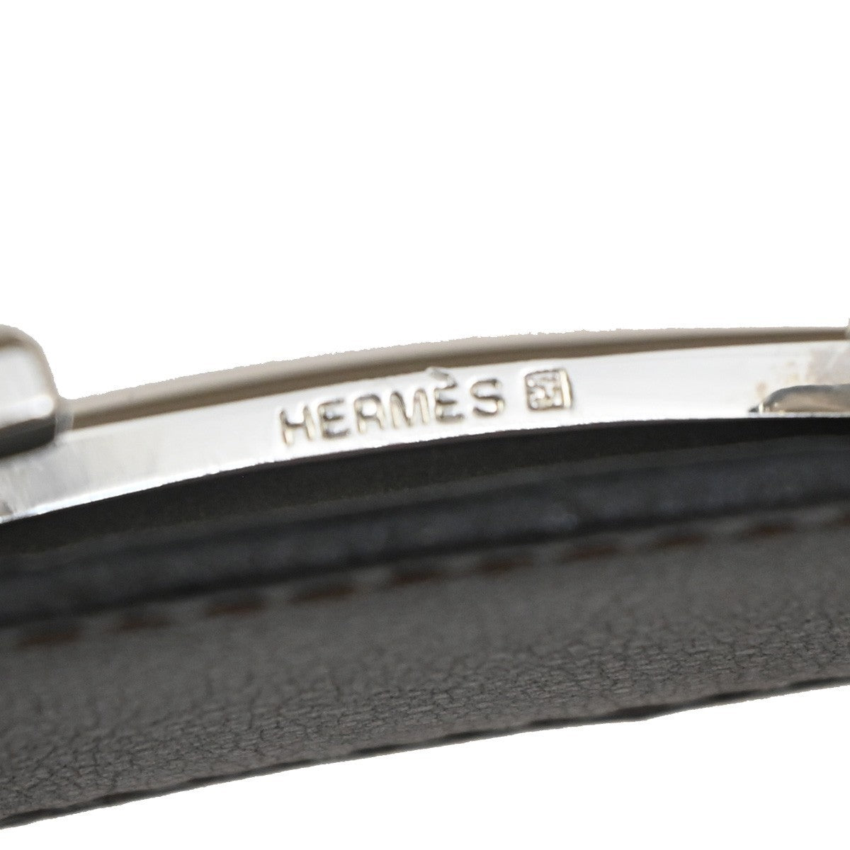 HERMES H Logo Constance Reversible Buckle Belt Leather #68 Black BN SHW 70RL805