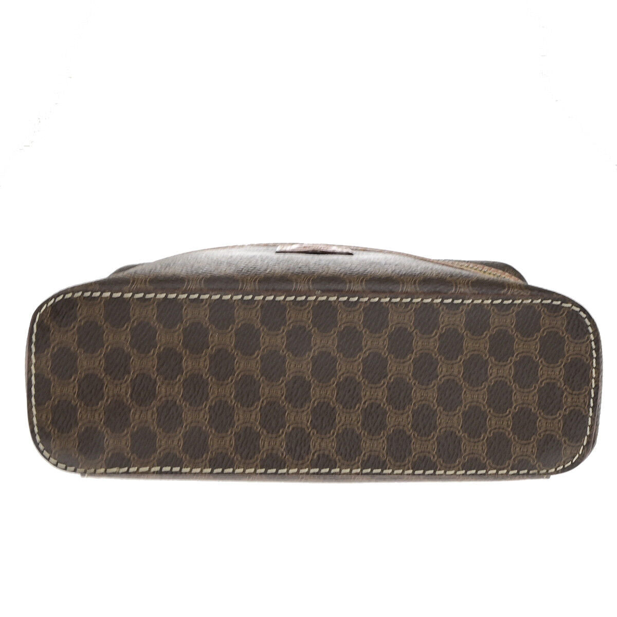 CELINE Logo Macadam Pattern Vanity Hand Bag PVC Leather Brown GHW Italy 63YG623