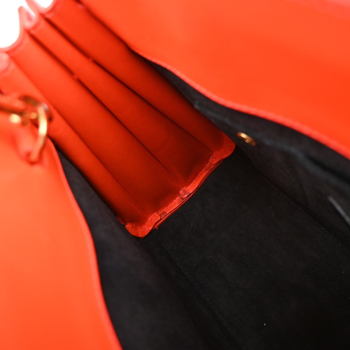 SAINT LAURENT 2 Way Sac de Jour Shoulder Hand Bag Leather Neon Red Italy 10EG144
