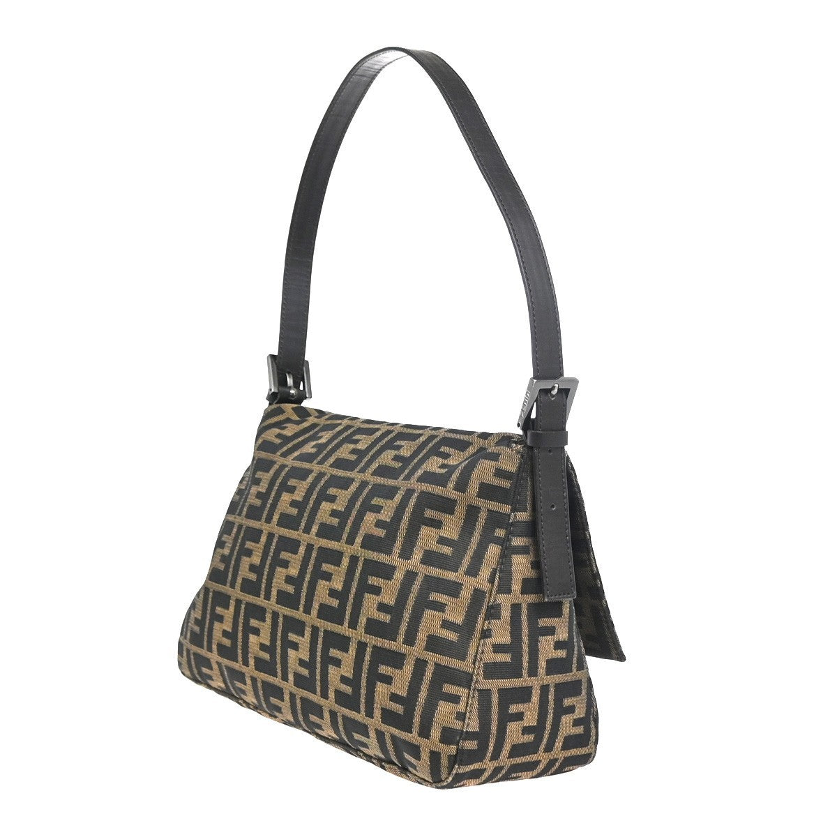 FENDI Zucca Mamma Baguette Shoulder Bag Canvas Leather Brown SHW Italy 95RL921