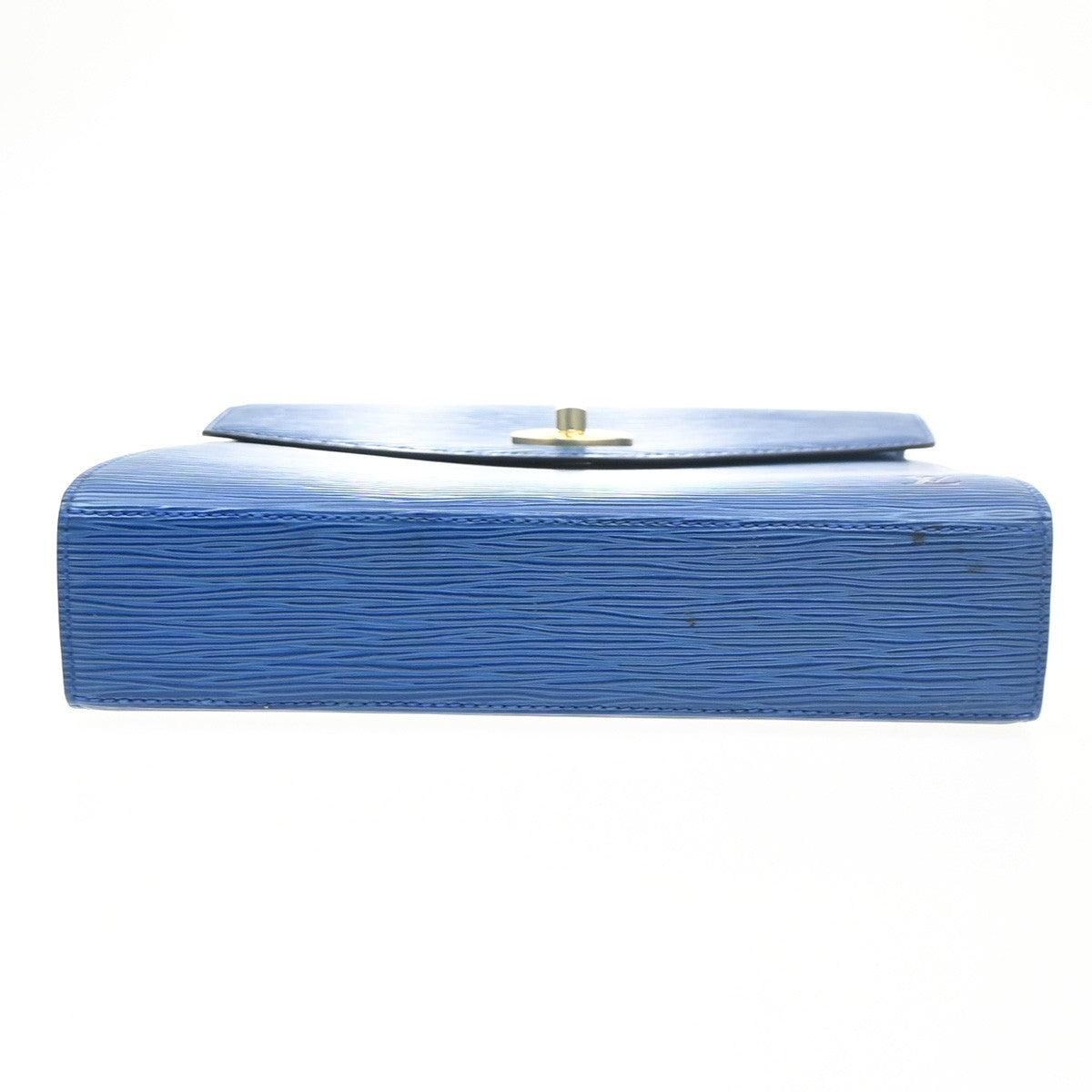 LOUIS VUITTON Logo Malesherbes Hand Bag Epi Leather Blue France M52375 34KD122