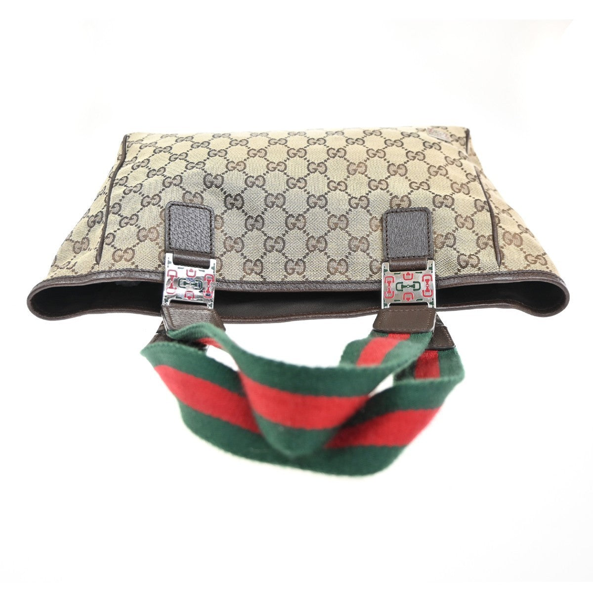 GUCCI Logo Sherry GG Pattern Shoulder Hand Bag Canvas Leather BE Italy 87KC450