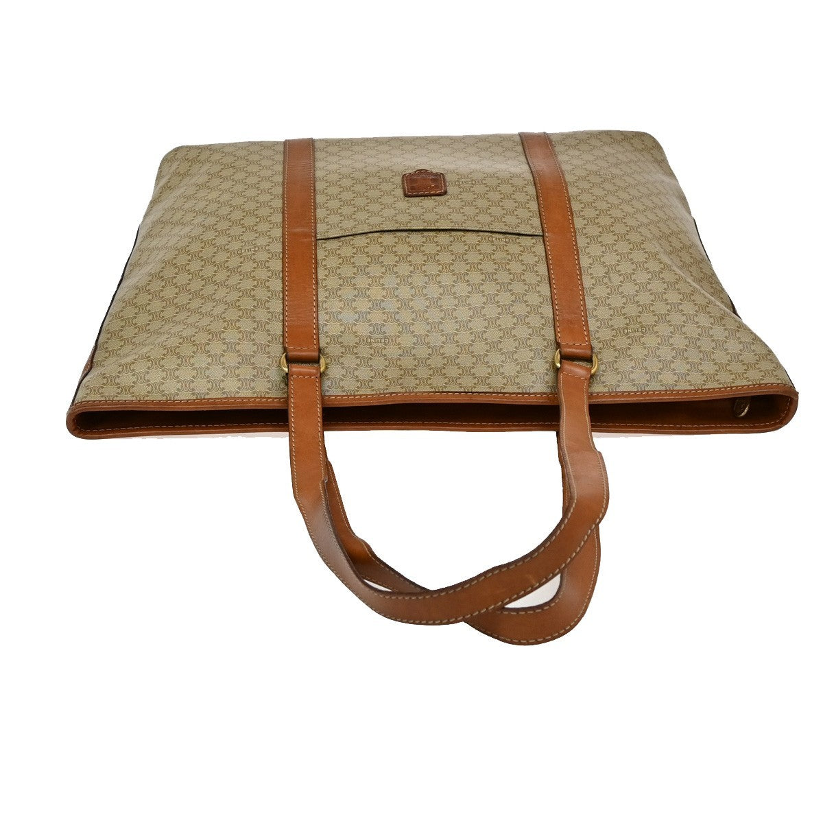 CELINE Macadam Pattern Shoulder Tote Bag PVC Leather Brown Gold Italy 04TA028