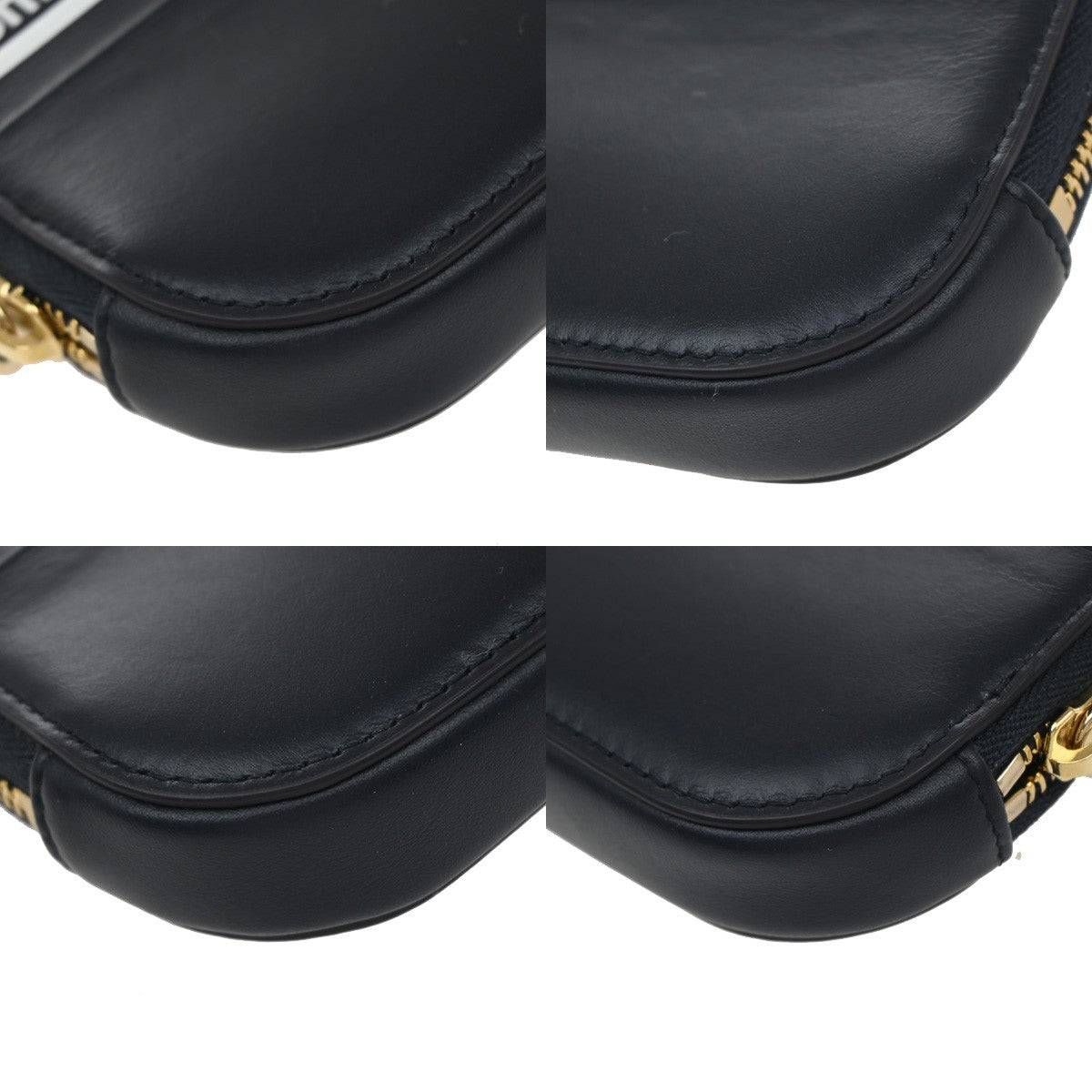 CHRISTIAN DIOR Logo Mini Pouch Bag Leather Blue GHW Italy 15KP157