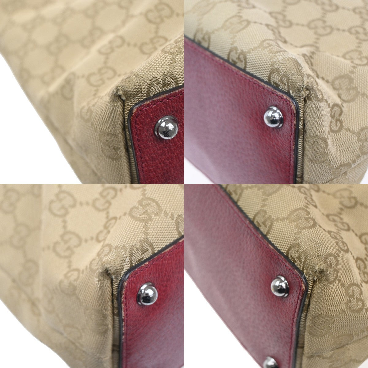 21.Live GUCCI GG Canvas Shoulder Bag Canvas Leathern Brown Red GHW Italy 63KC005