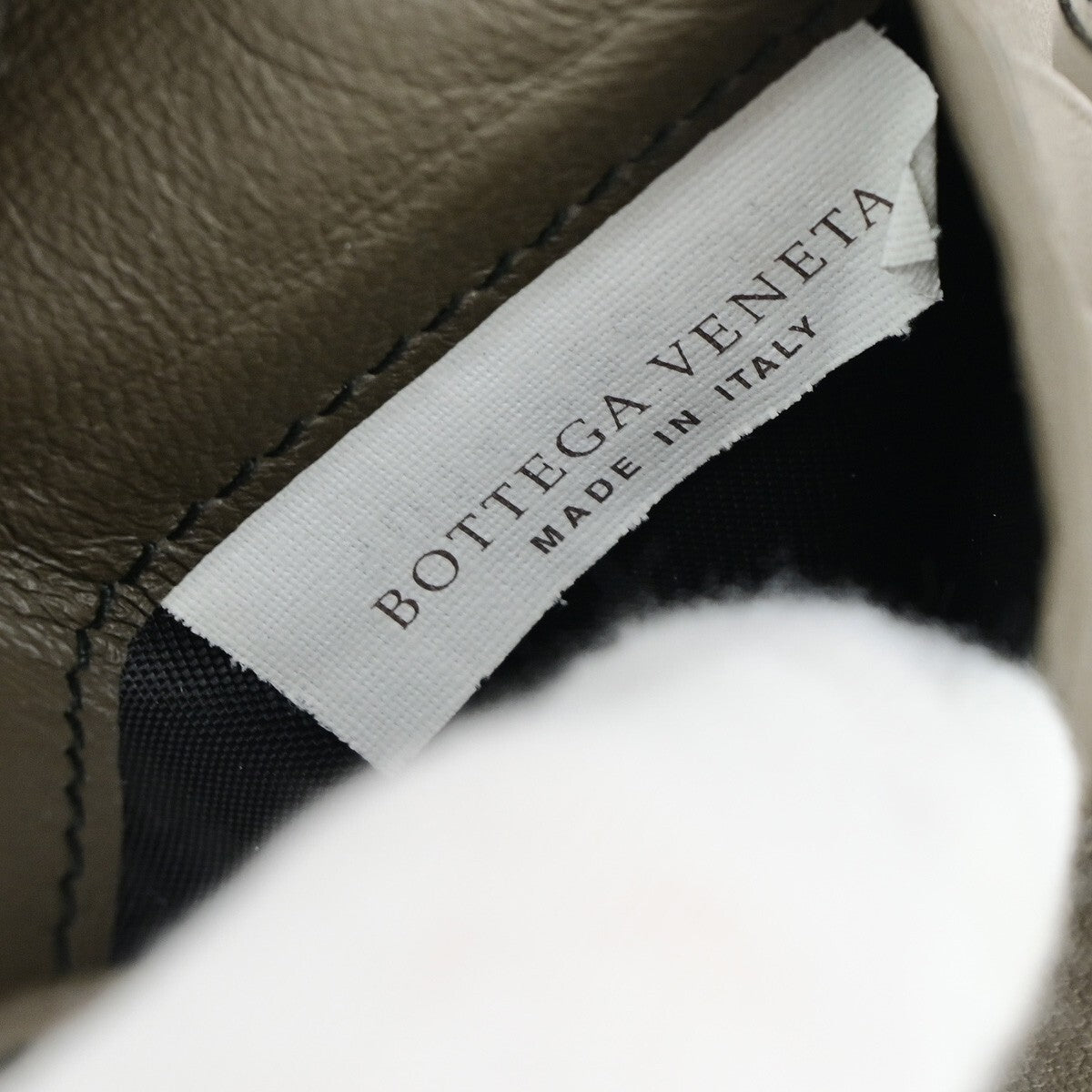 BOTTEGA VENETA Logo Compact Bifold Wallet Embossing Leather Brown Blue 68KB005