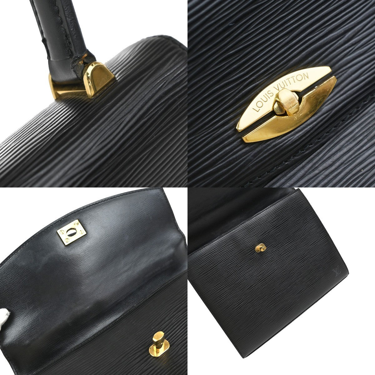 LOUIS VUITTON Logo Malesherbes Hand Bag Epi Leather Black France M52372 34KP419