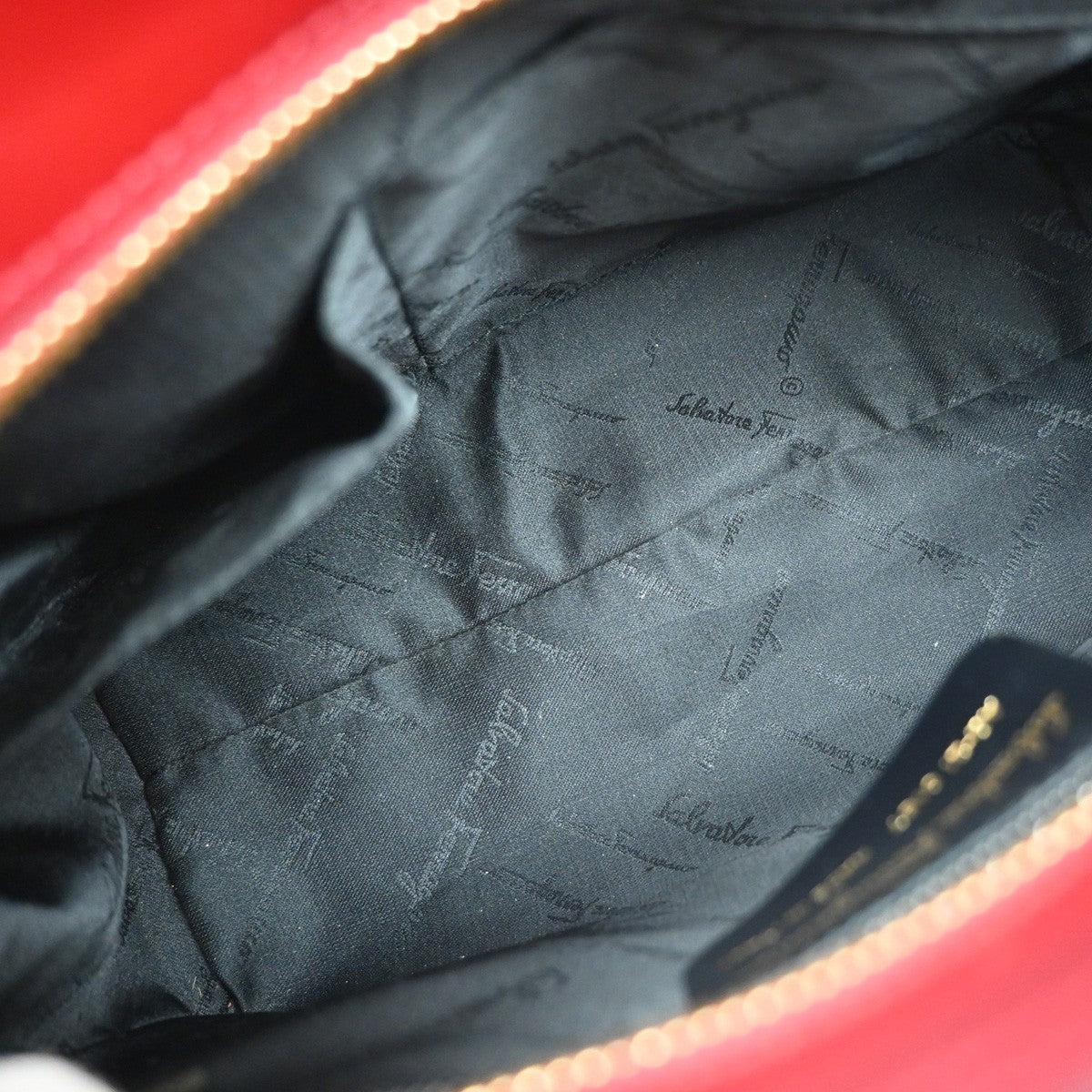 SALVATORE FERRAGAMO Logo Gancini Hand Bag Leather Red GHW Italy  66KA625